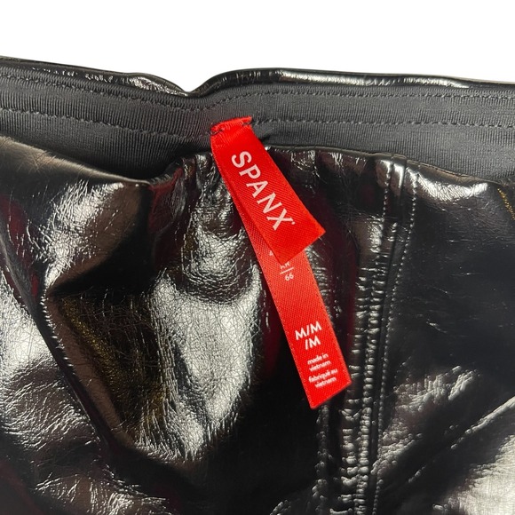 SPANX Faux Leather High Waisted Leggings Pants Shiny Black Size M - Picture 3 of 6